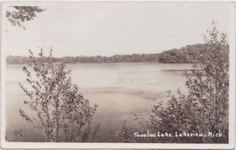 Cen Lakeview Big Rapids Mi Rppc 1940s Townline Lake Before Development