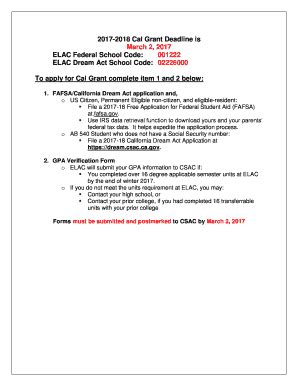 Fillable Online ELAC Federal School Code Fax Email Print PdfFiller