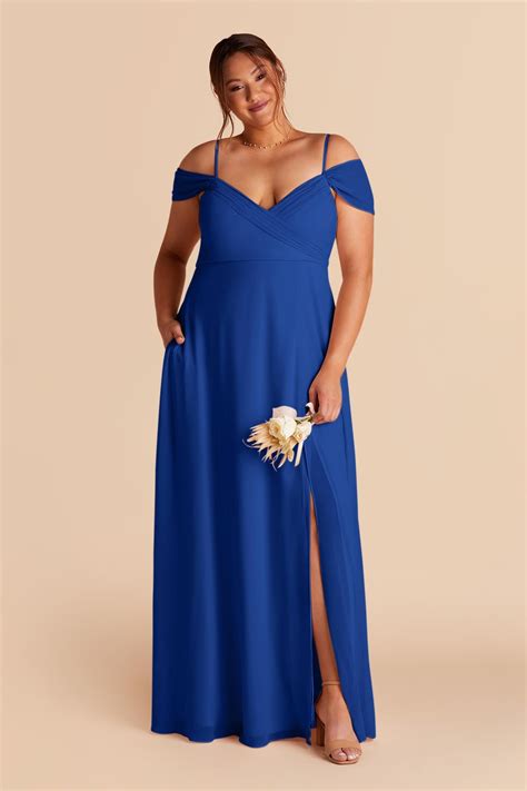 Spence Convertible Chiffon Bridesmaid Dress In Cobalt Blue Birdy Grey