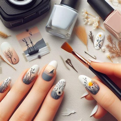 Minimalist Nude Nail Art Set Premium AI Generated Image