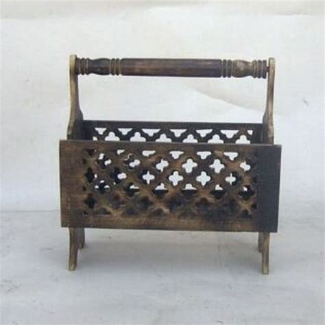 Rosewood Cutwork Magazine Holder Single Slot 17" |Globedecor