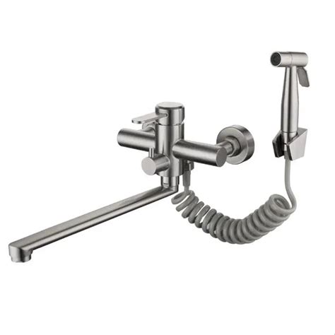 304 Stainless Steel Wall Mounted Kitchen Sink Spray Gun Set Bathroom Hot And Cold Water Mix