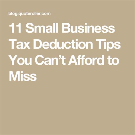 11 Small Business Tax Deduction Tips You Cant Afford To Miss Small