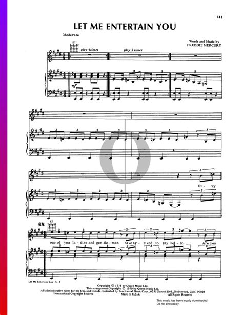 Let Me Entertain You Queen Piano Sheet Music Oktav