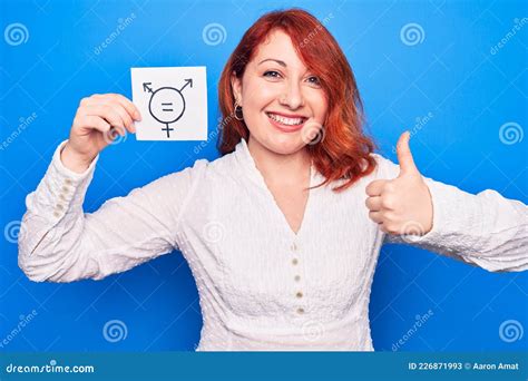 Redhead Woman Asking For Sex Discrimination Holding Paper With