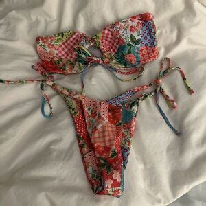 Swim Red Gingham Floral Bikini Set Poshmark