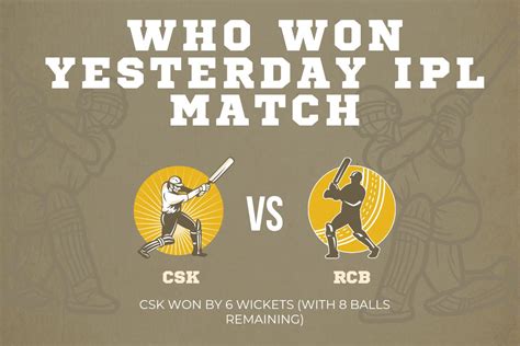 Who Won Yesterday S Ipl Match Between Csk Vs Rcb