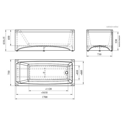Акриловая прямоугольная ванна Radomir Веста 170x75 см: купить в Москве ...
