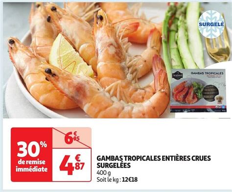 Promo GAMBAS TROPICALES ENTIÈRES CRUES SURGELÉES chez Auchan