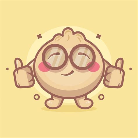 Cute Dim Sum Food Character Mascot With Thumb Up Hand Gesture Isolated