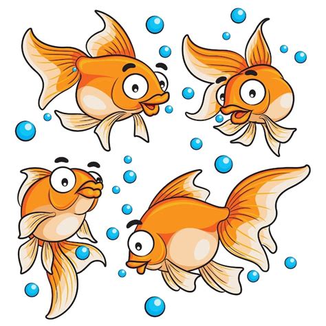 Dibujos Animados De Peces De Colores Vector Premium