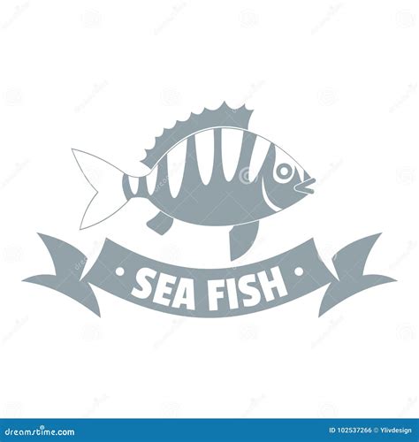 Logotipo De Los Pescados De Mar Estilo Gris Simple Ilustraci N Del