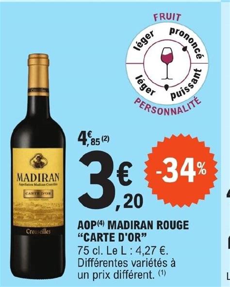 Promo AOP MADIRAN ROUGE CARTE D OR Chez E Leclerc