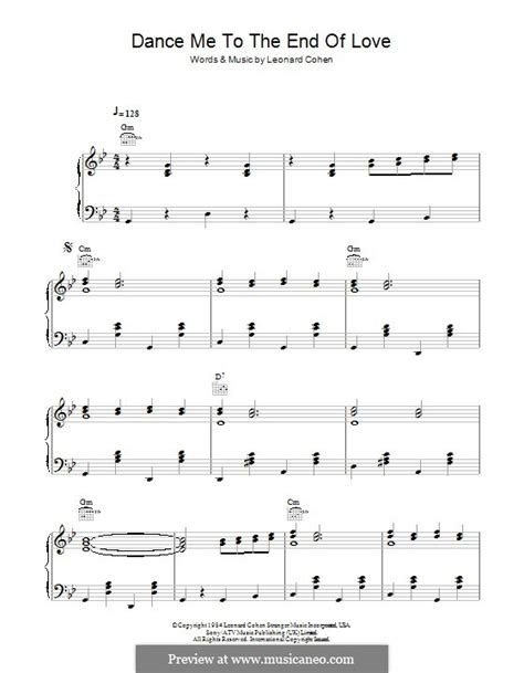 Dance Me To The End Of Love By L Cohen Sheet Music On MusicaNeo