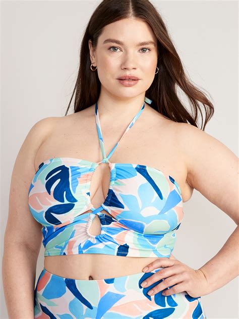 Cropped Cutout Halter Longline Bikini Swim Top For Women Old Navy