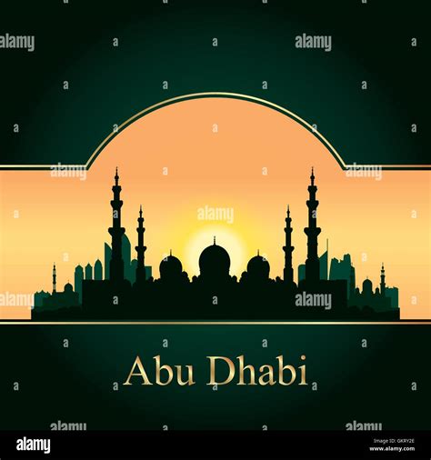 Abu Dhabi Skyline Silhouette Background High Resolution Stock