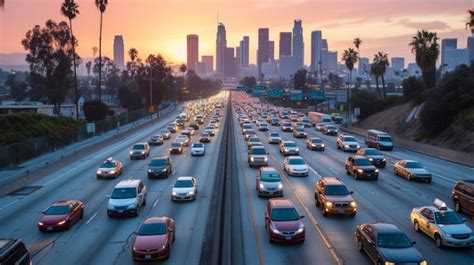 Premium Photo | Los Angeles rush hour traffic jam on the 101 freeway