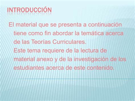 Teorías Del Curriculum Clase Ppt