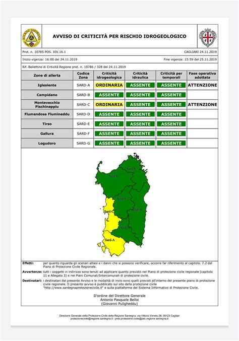 Allerta gialla in Sardegna sino alle 16 di lunedì ecco la mappa delle