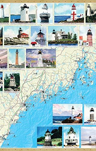 Maine Lighthouses Illustrated Map & Guide | Pricepulse