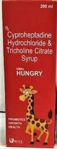 Cyproheptadine Hydrochloride Tricholine Citrate Syrup Pack Size Ml