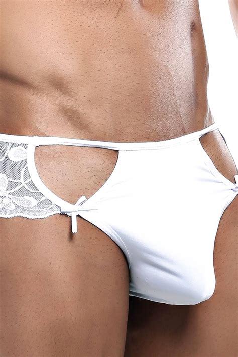 Secret Male White Cutout Cheeky Lace Thong Cheapundies