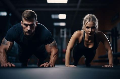 Premium Ai Image Sport Couple Doing Plank Exercise Workout