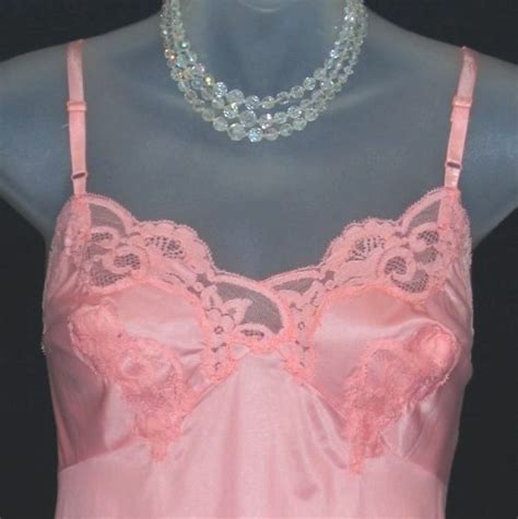 Kayser Pink Deco Lace Vintage Full Slip At Classy Option Nylon Full Slip