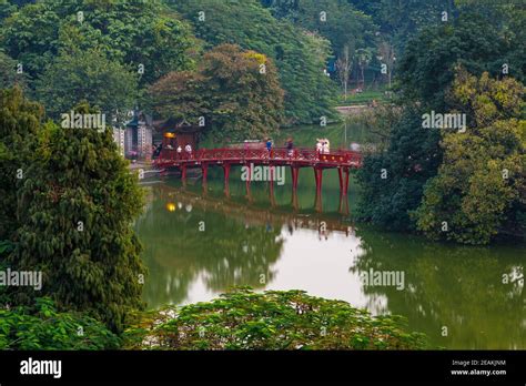 The Ngoc Son Temple of Lake Hoan Kiem in Hanoi in Vietnam Stock Photo ...