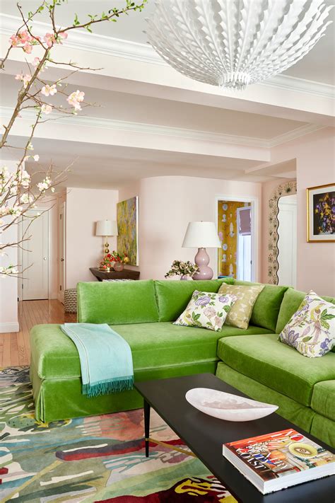 pink green living room paint makeover 11