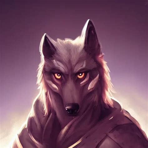 Painting Of An Anthropomorphic Wolf Knight Character Stable