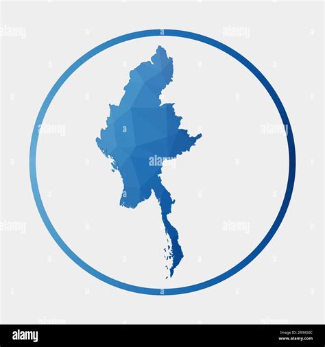 Myanmar Icon Polygonal Map Of The Country In Gradient Ring Round Low