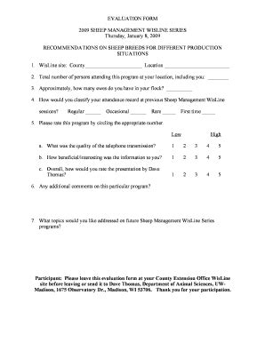 Fillable Online Evaluation Form 09 Fax Email Print PdfFiller