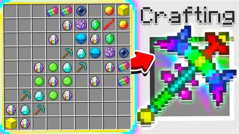 How To Craft A Rainbow Pickaxe Overpowered Minecraft