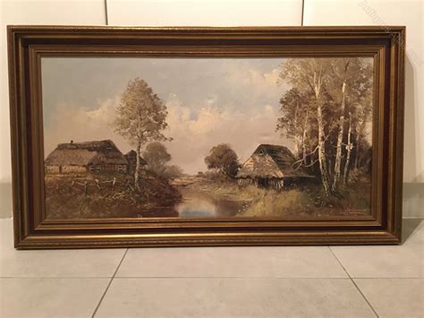 Antiques Atlas Landscape Oil Painting Of A Rural Village