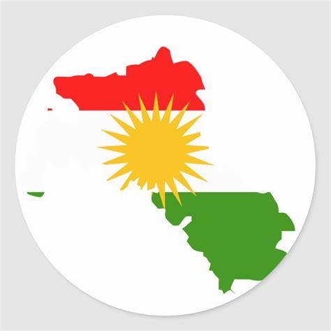 Kurdistan flag map classic round sticker | Zazzle | Round stickers ...