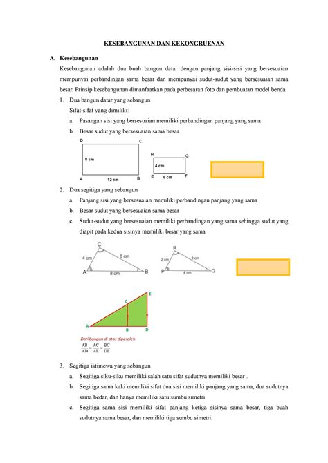 Kesebangunan Dan Kekongruenan Kesebangunan Dan Kekongruenan A