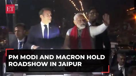 Pm Modi French President Macron Hold Mega Roadshow In Rajasthans