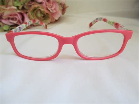 Vintage Eyeglasses Pink Rims With Flower Temples Wome Gem