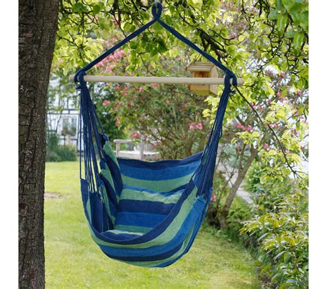 Hamac Suspendu Balan Oire Jardin Si Ge Coton Bleu Vert Cm Ext Rieur