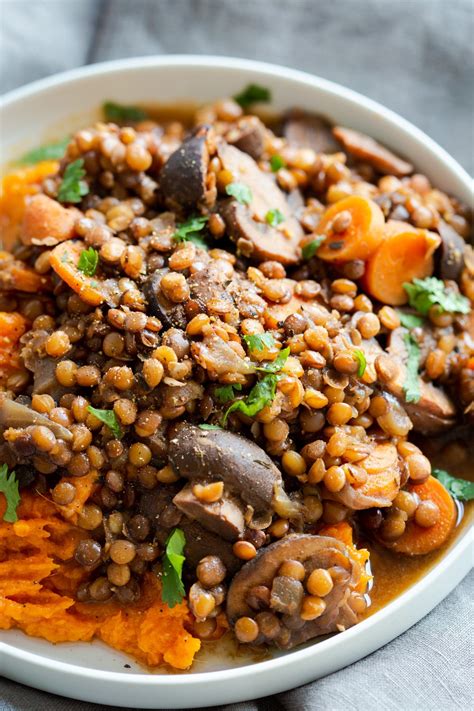 Vegan Lentil Mushroom Stew With Mashed Sweet Potatoes Instant Pot Or Stovetop Vegan Richa