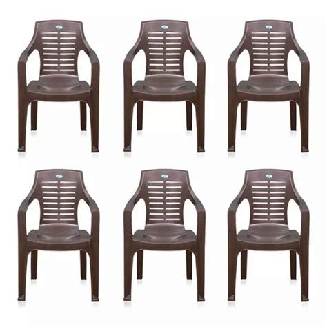 Nilkamal Chr Plastic Mid And Low Back Chair Weather Brown Set Of