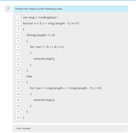 Solved 7 Predict The Output Of The Following Code 1 Var Msg