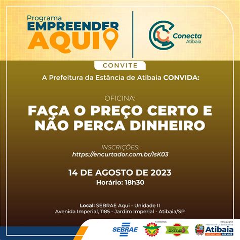 Oficina gratuita Sebrae Faça o Preço Certo e Não Perca Dinheiro