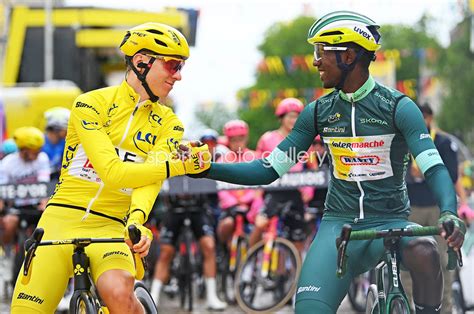 Tadej Pogacar Yellow Jersey Biniam Girmay Eritrea Green Jersey Stage