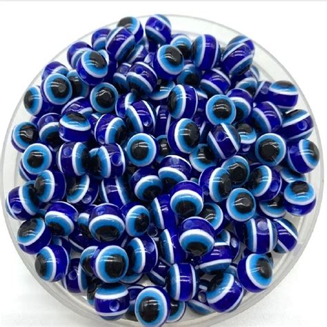 Olho Grego Tamanhos 8mm 6mm Azul 50 Unid Shopee Brasil