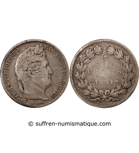 Louis Philippe 5 Francs 1831 Bb Strasbourg Tranche En Creux Argent