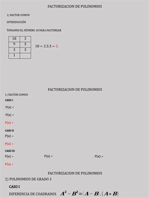 Factorizacion De Polinomios Pdf Factorización Matemáticas De La Computación