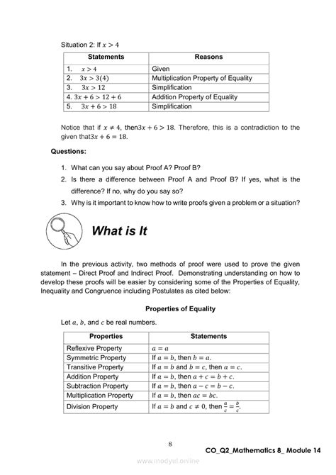 Math 8 Quarter 2 Module 14 Writing Proofs Direct And Indirect