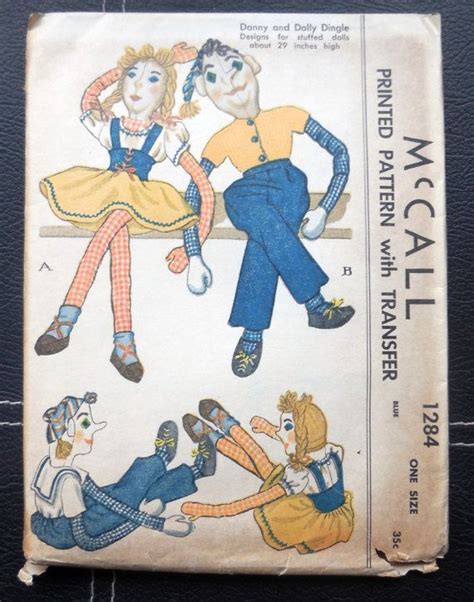 Mccall 1284 Adorable 1940s Rag Dolls Danny Dingle Dolly Dingle 29